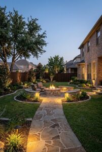 Professional landscape lighting for a DFW backyard